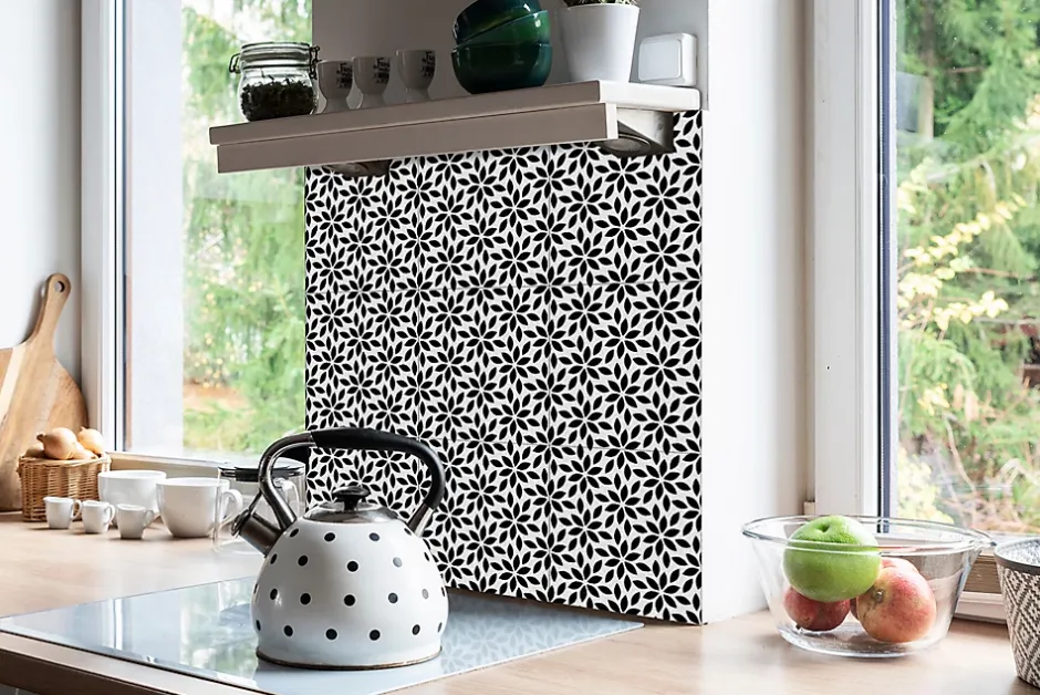 Carreaux vinyle 30x30 cm Fleur stylisée 9 pcs-Tulup