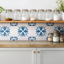 Tulup Carreaux vinyle 30x30 cm Ornement floral 9 pcs