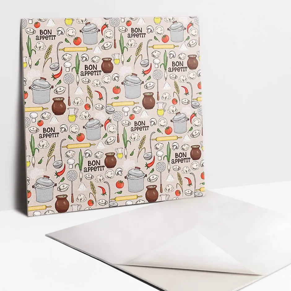 Tulup Carreaux vinyle 30x30 cm Thème du bon appétit 9 pcs