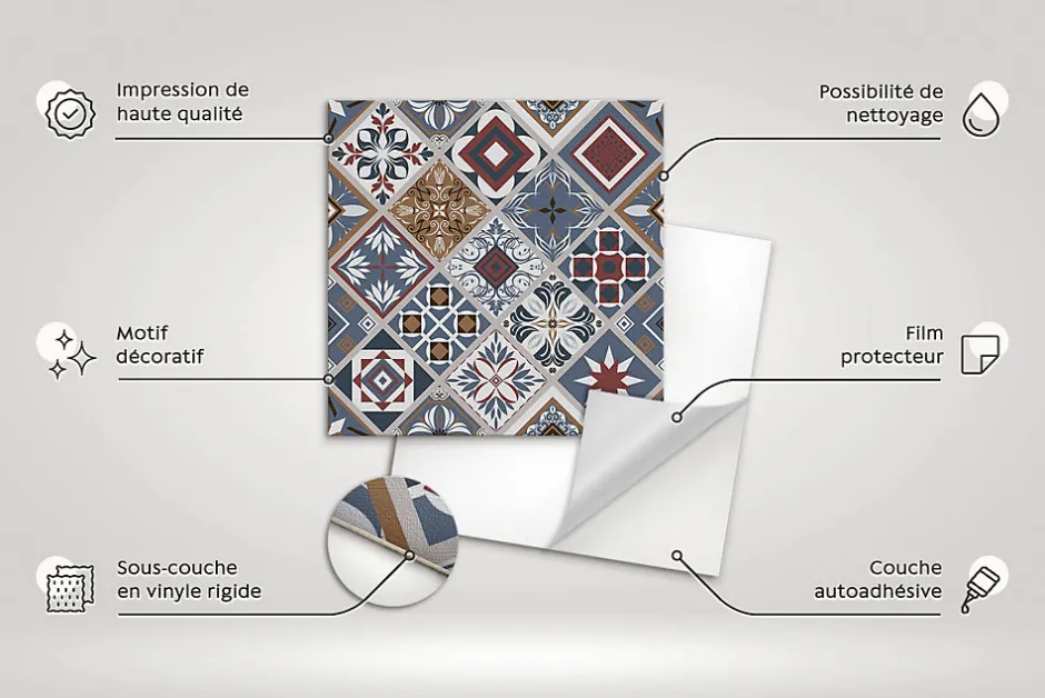 Tulup Carreaux vinyle 30x30 cm Marbre clair 9 pcs