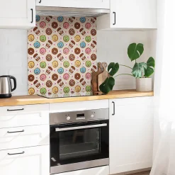 Carreaux vinyle 30x30 cm Beignets et café de dessins animés 9 pcs-Tulup