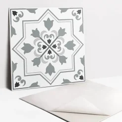 Tulup Carreaux vinyle 30x30 cm Ornement gris 9 pcs