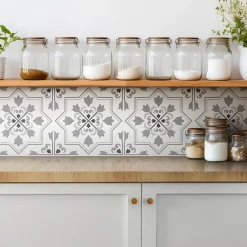 Tulup Carreaux vinyle 30x30 cm Ornement gris 9 pcs