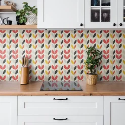 Carreaux vinyle 30x30 cm Feuilles de plantes bohèmes 9 pcs-Tulup Sale