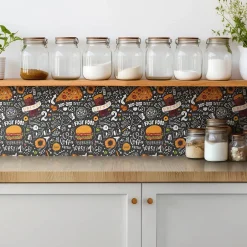 Carreaux vinyle 30x30 cm Dessin animé de restauration rapide 9 pcs-Tulup