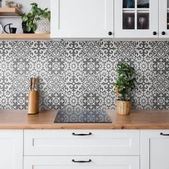 Carreaux vinyle 30x30 cm Carreaux gris à motif portugais 9 pcs-Tulup Online