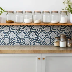 Tulup Carreaux vinyle 30x30 cm Fleurs peintes 9 pcs