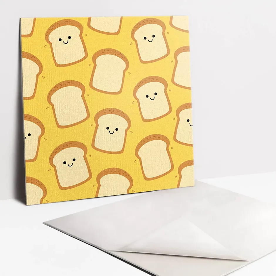 Tulup Carreaux vinyle 30x30 cm Toast souriant au dessin animé 9 pcs