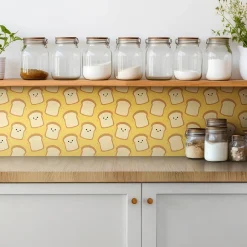 Tulup Carreaux vinyle 30x30 cm Toast souriant au dessin animé 9 pcs