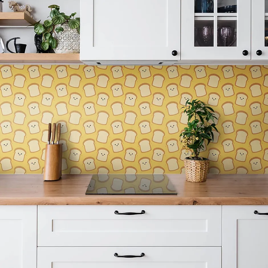 Tulup Carreaux vinyle 30x30 cm Toast souriant au dessin animé 9 pcs