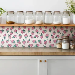 Tulup Carreaux vinyle 30x30 cm Fraises roses 9 pcs