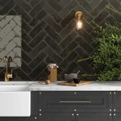 Carrelage Alma Noir - brillant 15 x 13cm ( vendu par boite de 0,31 m² )-Bestile Sale