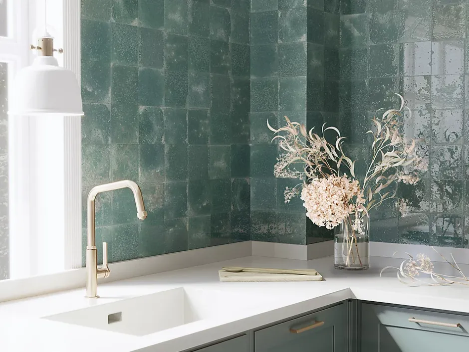 Carrelage Alma Vert - brillant 15 x 15cm ( vendu par boite de 0,45 m² )-Bestile Outlet