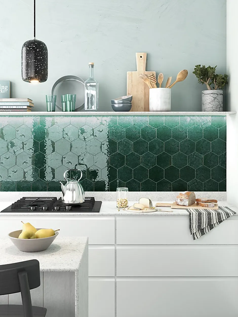 Carrelage Alma Vert - brillant 15 x 15cm ( vendu par boite de 0,45 m² )-Bestile Outlet