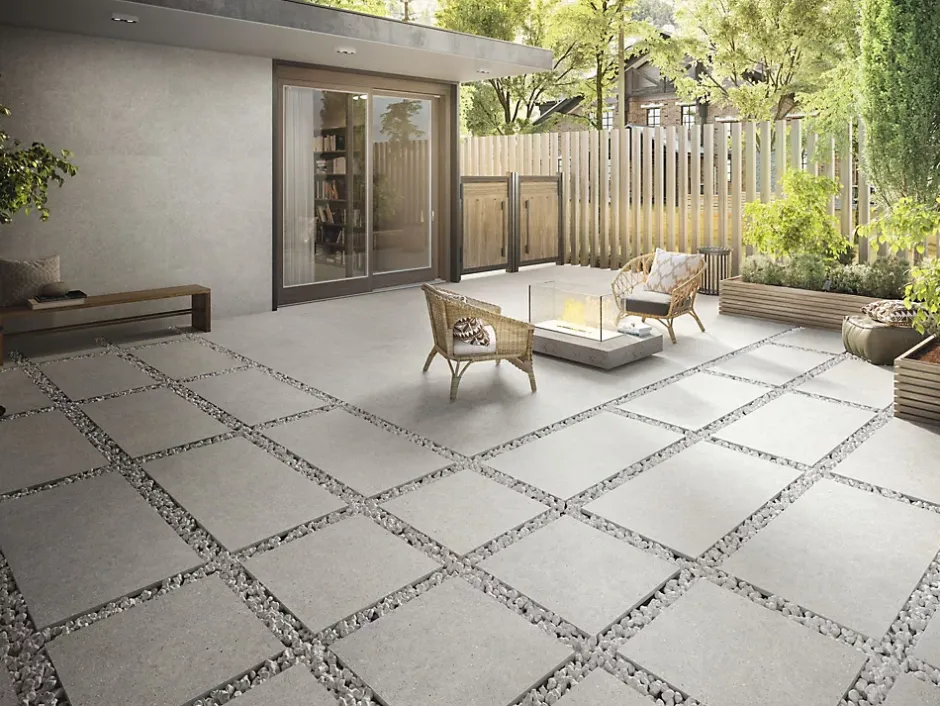 Tinker Carrelage Aspect béton Bruch gris béton antiderapant R-11 80x80 cm