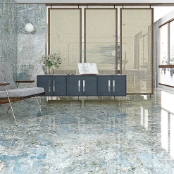 Carrelage Aspect marbre Marbella bleu poli 80x80 cm-Tinker Online