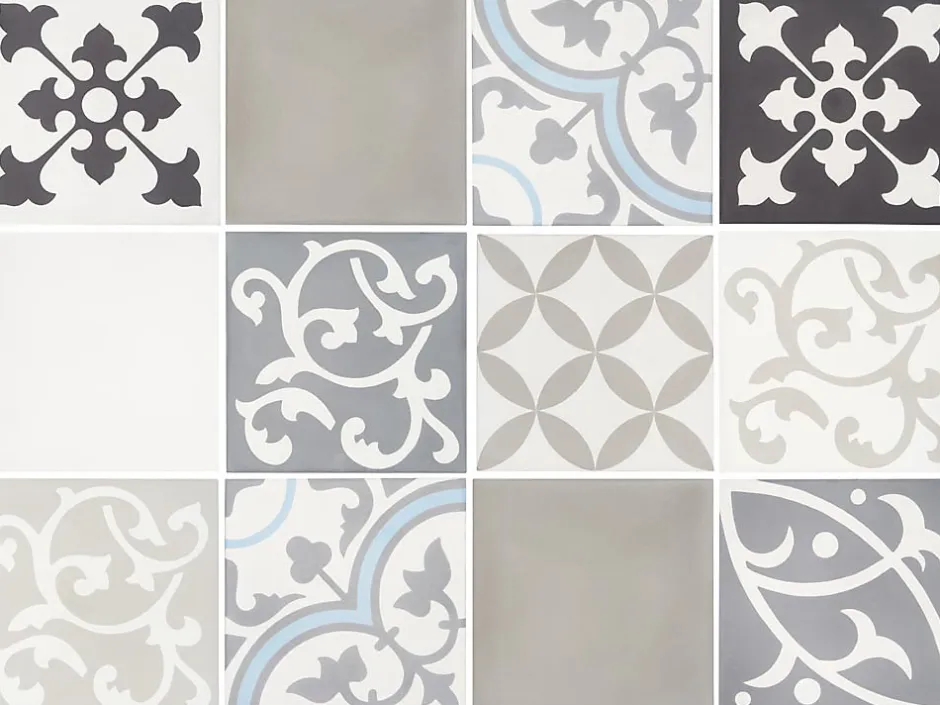 Carrelage carreau ciment 20x20 cm décor Patchwork 12 Pieces Mix - vendu par boite de 0,48 m2 soit 12 carreaux --Carrelage Signature Online