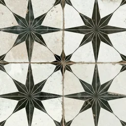Carrelage carreaux de ciment FS STAR N 45x45 Etoile noire et blanche-Concept Mosaïque Best