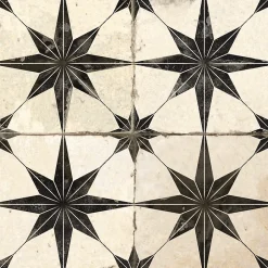 Concept Mosaïque Carrelage carreaux de ciment FS STAR Black LT 45x45 Etoile noire texturee