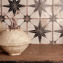 Concept Mosaïque Carrelage carreaux de ciment FS STAR Black LT 45x45 Etoile noire texturee