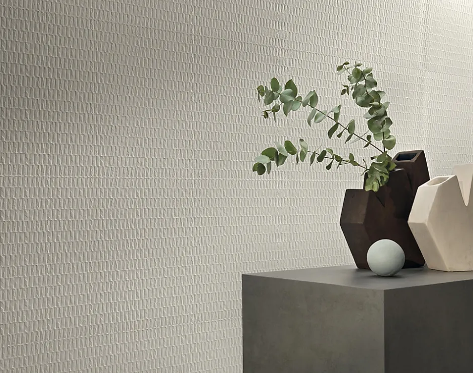 Carrelage 3D Blanc Craft 120x50x0,85 cm Mat Trinella - Mur intérieur (vendu par carton de 1,8 m²) --Ro'Ma Carrelage