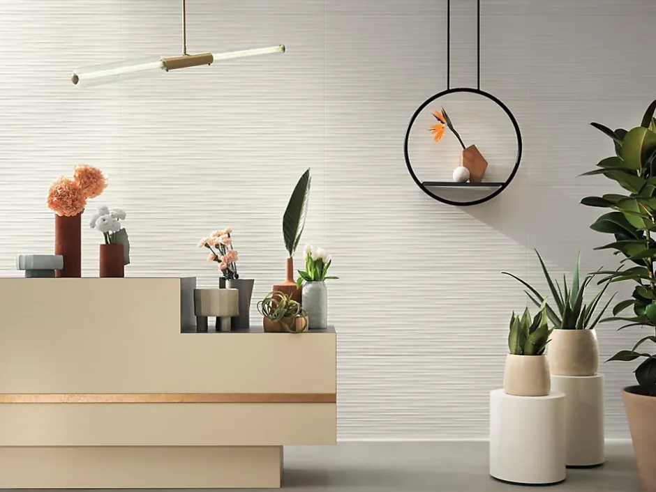 Carrelage 3D Blanc Linea 120x50x0,85 cm Mat Trinella - Mur intérieur (vendu par carton de 1,8 m²) --Ro'Ma Carrelage Discount