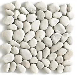 Pegane Carrelage de mosaïque / Galet de mer / Maille décorative aspect pierre blanc mat - 33x33 cm