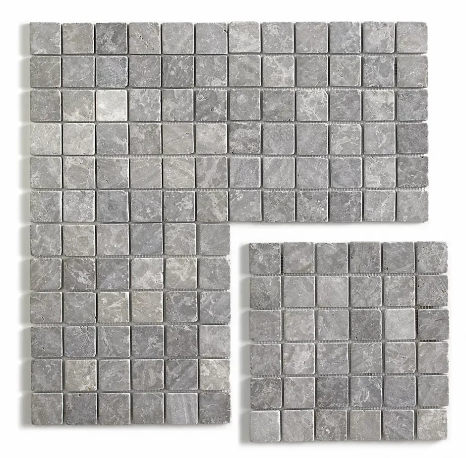 Carrelage de mosaïque (Boite de 1m²) / Plaque mosaïque mur et sol en marbre naturel, coloris gris mat - 30 x 30 cm-Pegane New