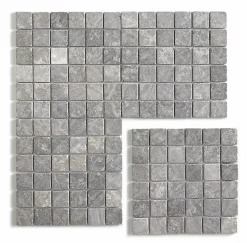 Carrelage de mosaïque (Boite de 1m²) / Plaque mosaïque mur et sol en marbre naturel, coloris gris mat - 30 x 30 cm-Pegane New