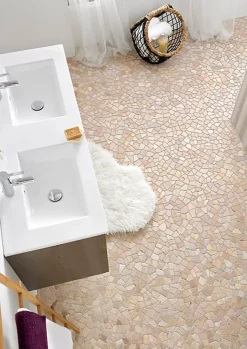 Pegane Carrelage de mosaïque (Boite de 1m²)/ Plaque mosaïque mur et sol en marbre naturel coloris rose - 30 x 30 cm