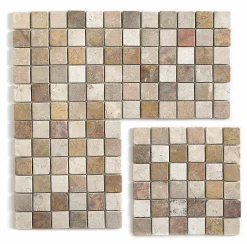 Carrelage de mosaïque/Plaque mosaïque mur et sol en marbre naturel multicolore - 30 x 30 cm-Pegane New