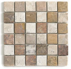 Carrelage de mosaïque/Plaque mosaïque mur et sol en marbre naturel multicolore - 30 x 30 cm-Pegane New