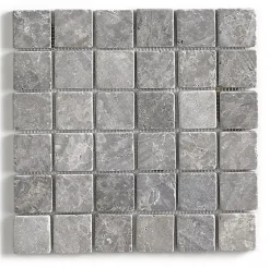 Pegane Carrelage de mosaïque/Plaque mosaïque mur et sol en marbre naturel, coloris gris mat - 30 x 30 cm