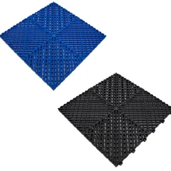 MonsterShop Carrelage de Sol Ventilé Pour Garage Avec Bordure (165 x Noir & 60 Bleu)