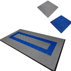 Carrelage de Sol Ventilé Pour Garage Avec Bordure (90 x Gris & 30 Bleu)-MonsterShop New