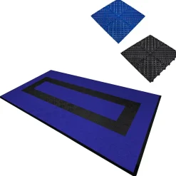 Carrelage de Sol Ventilé Pour Garage Avec Bordure (90 x Bleu & 30 Noir)-MonsterShop Online