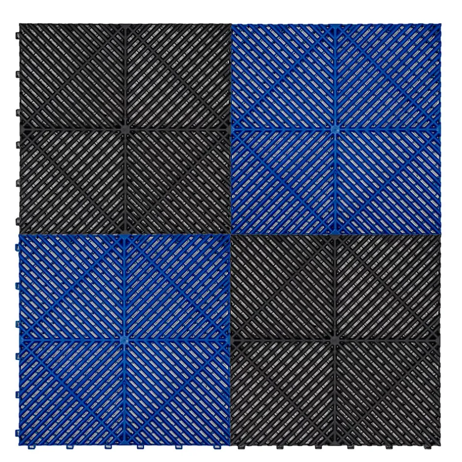 Carrelage de Sol Ventilé Pour Garage Avec Bordure (90 x Bleu & 30 Noir)-MonsterShop Online
