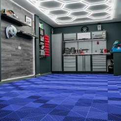 Carrelage de Sol Ventilé Pour Garage x120 Avec Bordure (Bleu)-MonsterShop Hot