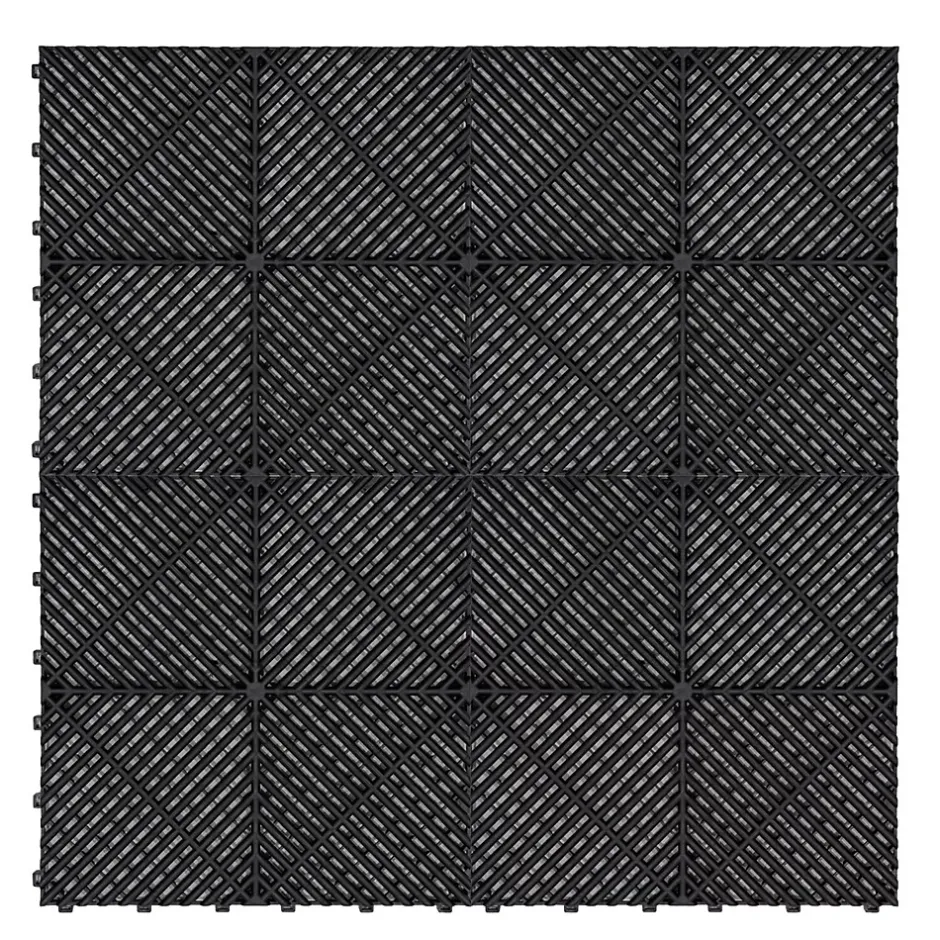 Carrelage de Sol Ventilé Pour Garage x 120 Avec Bordure (Noir)-MonsterShop Discount