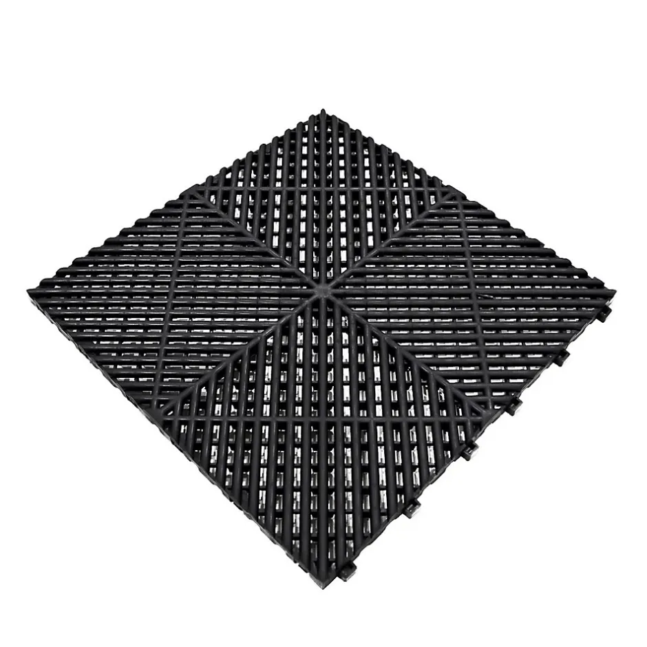 Carrelage de Sol Ventilé Pour Garage x 120 Avec Bordure (Noir)-MonsterShop Discount