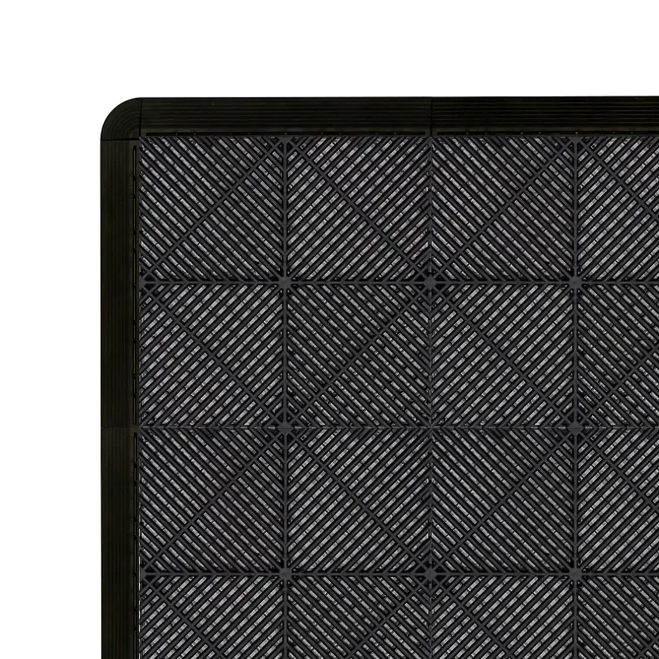 Carrelage de Sol Ventilé Pour Garage x 120 Avec Bordure (Noir)-MonsterShop Discount