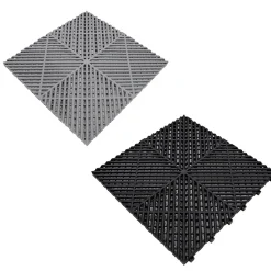 MonsterShop Carrelage de Sol Ventilé Pour Garage Avec Bordure (60 x Noir & 60 Gris)