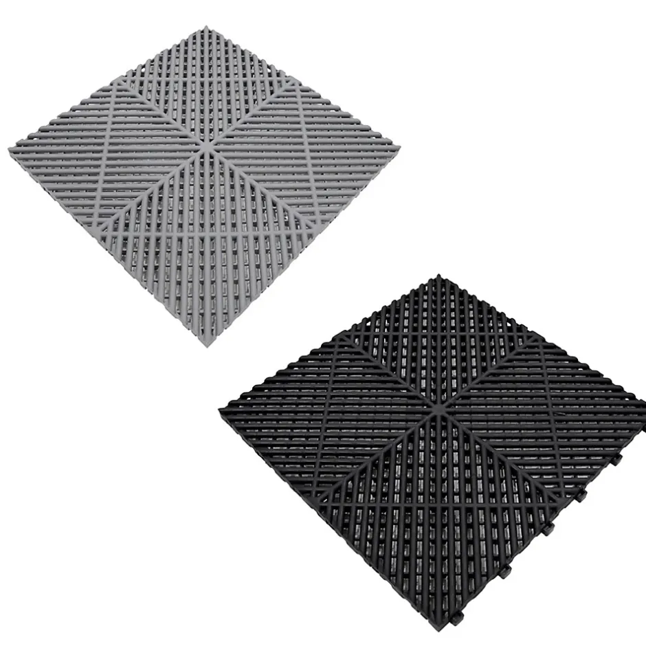 MonsterShop Carrelage de Sol Ventilé Pour Garage Avec Bordure (60 x Noir & 60 Gris)