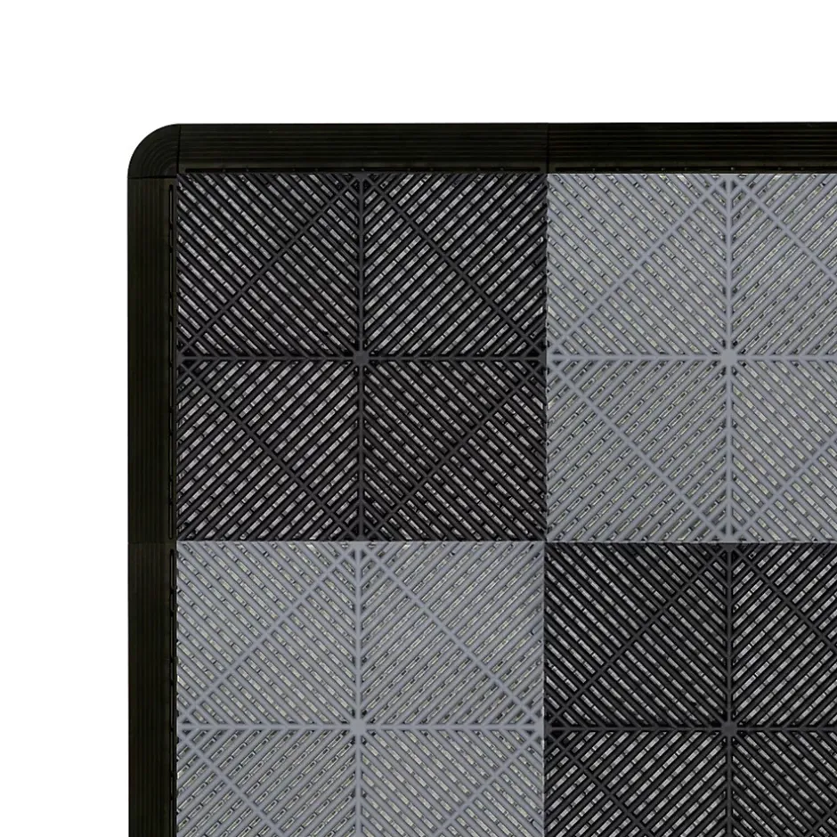 MonsterShop Carrelage de Sol Ventilé Pour Garage Avec Bordure (60 x Noir & 60 Gris)