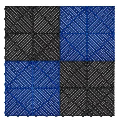 Carrelage de Sol Ventilé Pour Garage Avec Bordure (60 x Noir & 60 Bleu)-MonsterShop Discount
