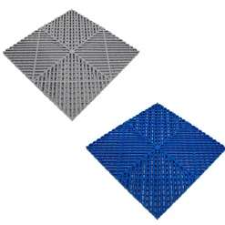 MonsterShop Carrelage de Sol Ventilé Pour Garage Avec Bordure (120 x Gris & 120 Bleu)