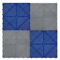 MonsterShop Carrelage de Sol Ventilé Pour Garage Avec Bordure (165 x Gris & 60 Bleu)
