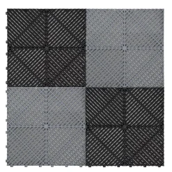 Carrelage de Sol Ventilé Pour Garage Avec Bordure (165 x Noir & 60 Gris)-MonsterShop Clearance