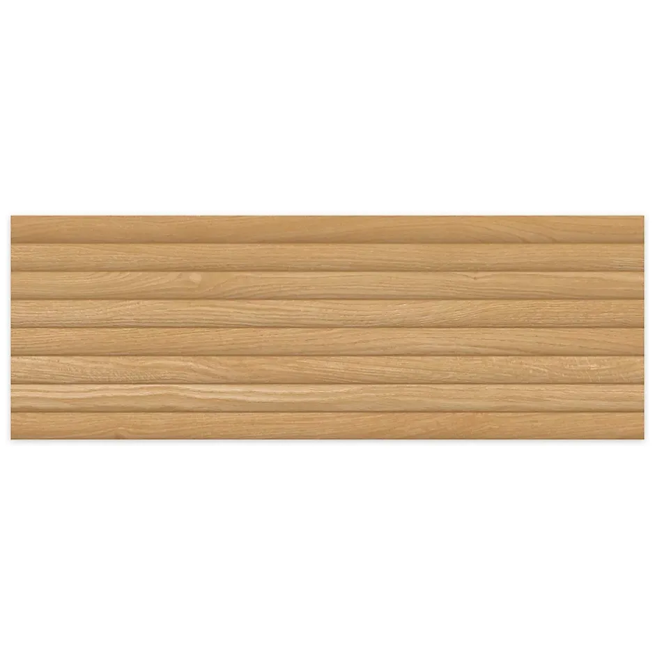 Carrelage effet Bois 3D Chêne Miel Curve 100x33,3x0,98 cm Valoren - Mur intérieur --Ro'Ma Carrelage New