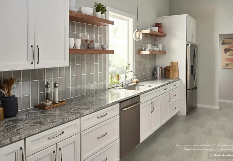 RAK Ceramics Carrelage effet bois sol intérieur / mur intérieur Line Wood Ivory l.20 X L.120 cm rectifié 1er choix.